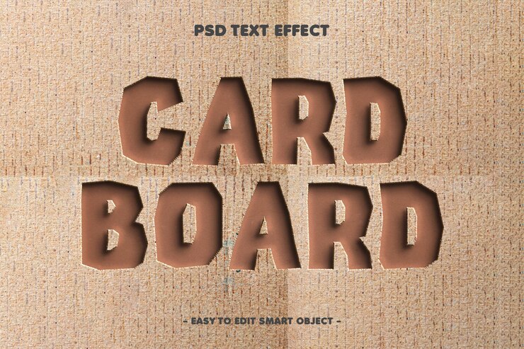 PSD bearbeitbarer texteffekt aus pappe