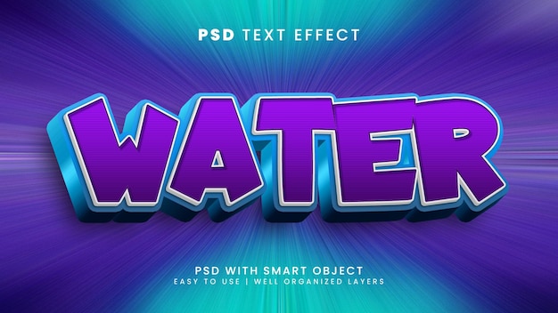 Bearbeitbarer texteffekt des wassers 3d mit ozean- und aquatextart