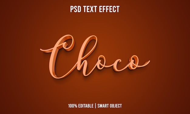 PSD bearbeitbarer texteffekt - konzept des choco-textstils