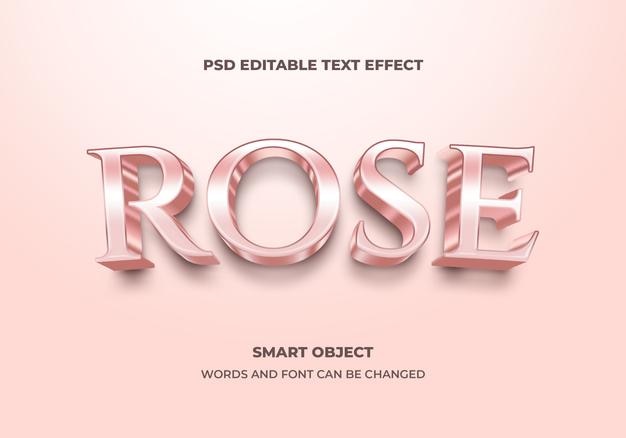 Bearbeitbarer Texteffekt mit rosafarbenem Roségold-Textstil