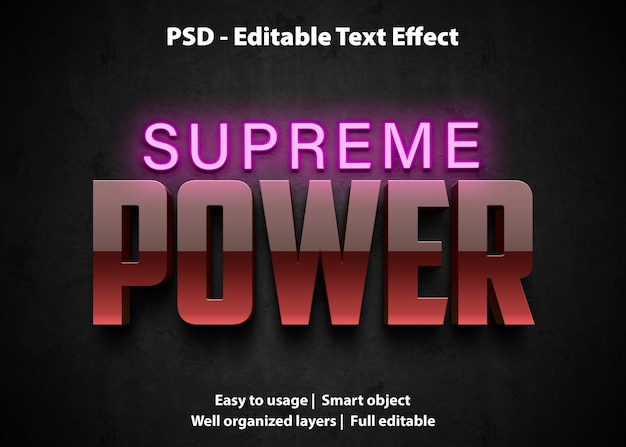 Bearbeitbarer texteffekt supreme power premium
