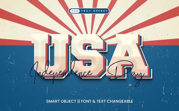 Bearbeitbarer Texteffekt zum Retro-Unabhängigkeitstag der USA