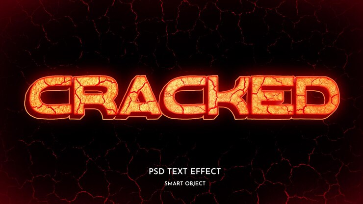 PSD bearbeitbarer textzittern-schrifteffekt im hot-crack-stil