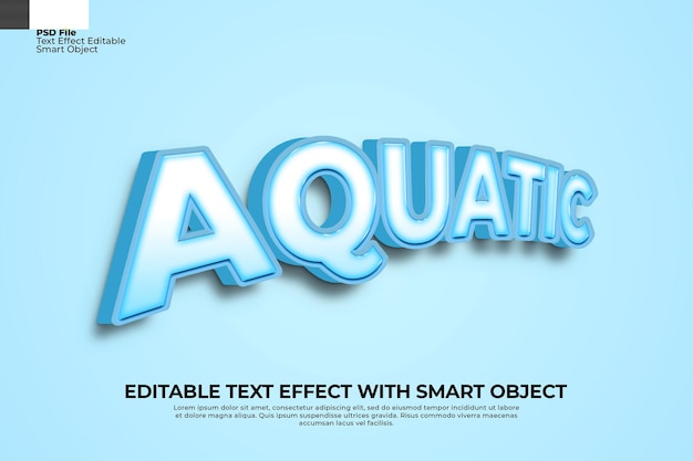Bearbeitbarer Wassertext 3D-Effekt Photoshop Blaue Farbe