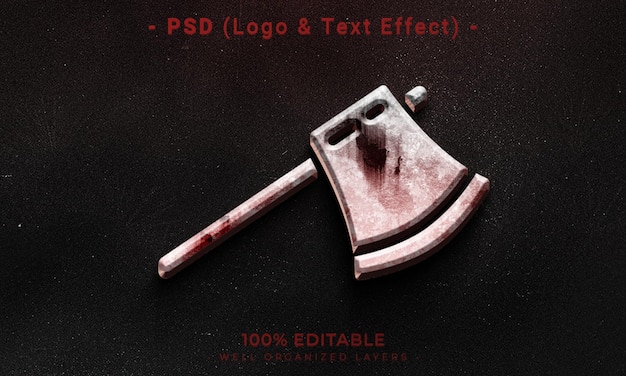 PSD bearbeitbares 3d-logo und texteffekt-stilmodell mit dunklem abstraktem hintergrund