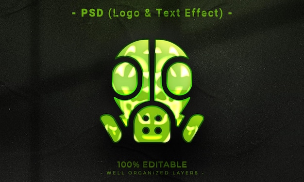 Bearbeitbares 3d-logo und texteffekt-stilmodell mit dunklem abstraktem hintergrund