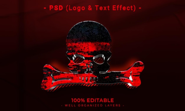 PSD bearbeitbares 3d-logo und texteffekt-stilmodell mit dunklem abstraktem hintergrund