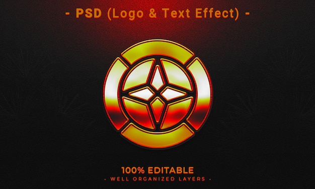 PSD bearbeitbares 3d-logo und texteffekt-stilmodell mit dunklem abstraktem hintergrund