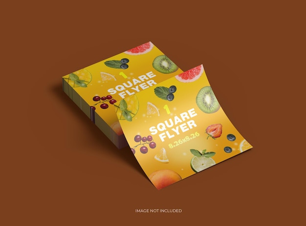 Bearbeitbares 8x8-Quadrat-Flyer-Mockup zur Präsentation Ihres 3D-Designs