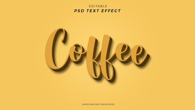 PSD bearbeitbares design des kaffee-texteffekt