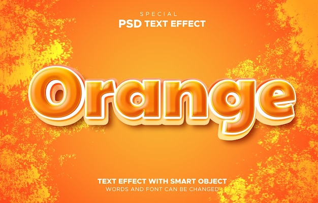 PSD bearbeitbares smart-objekt mit orangefarbenem texteffekt