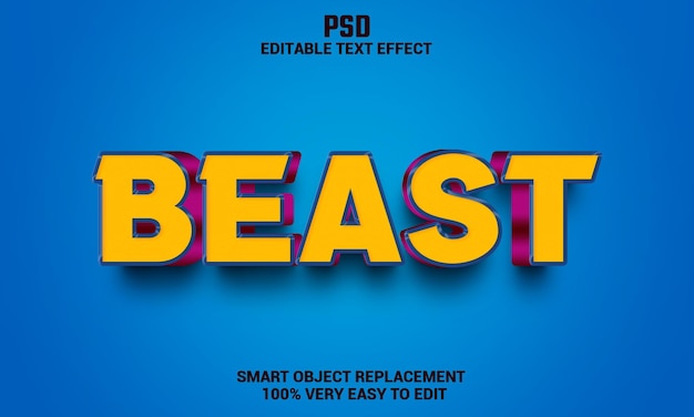 Beast 3d bearbeitbarer Texteffekt mit Hintergrund Premium Psd