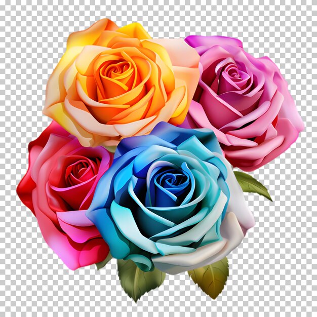 PSD un beau bouquet de roses sur un fond transparent