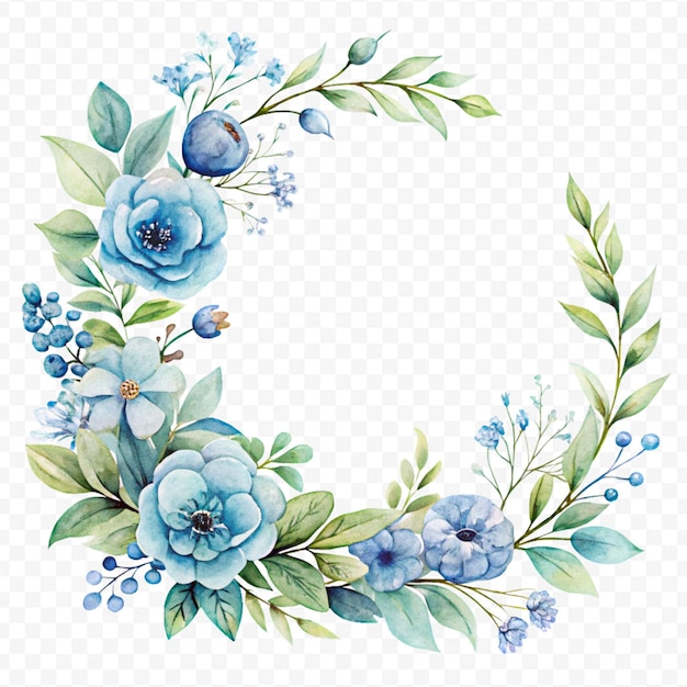 Beau cadre floral à l'aquarelle isolé sur un fond transparent