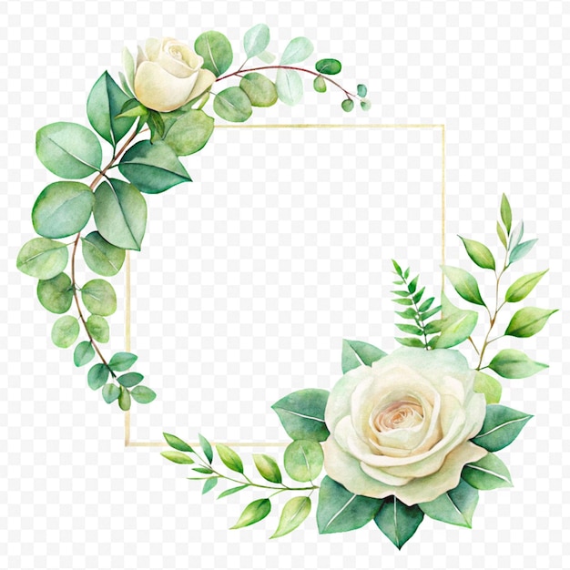 Beau cadre floral à l'aquarelle isolé sur un fond transparent