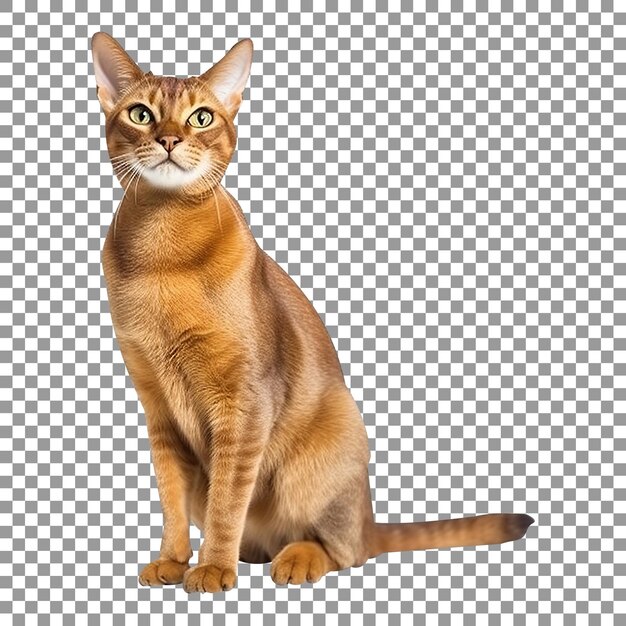 PSD beau chat abyssinien d'humeur curieuse isolé sur un fond transparent