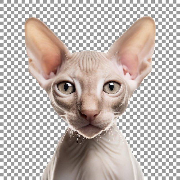 PSD beau chat peterbald isolé sur fond transparent