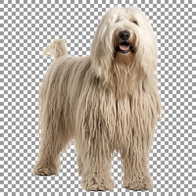 PSD beau chien komondor isolé sur fond transparent