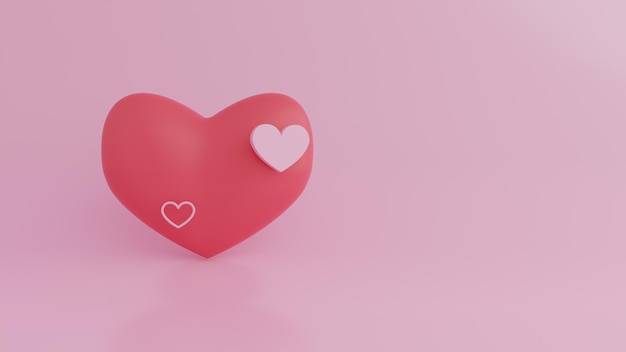 PSD beau coeur rose en rendu 3d