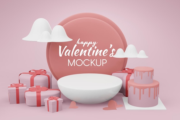 Beau concept de modèle Happy Valentines day en modèle 3D