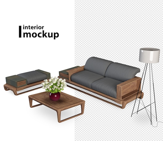 Beau design d'intérieur en rendu 3d