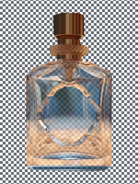 Beau flacon de parfum en verre de luxe isolé sur fond transparent