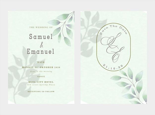 Beau Jeu De Cartes D'invitation Florale Aquarelle Psd