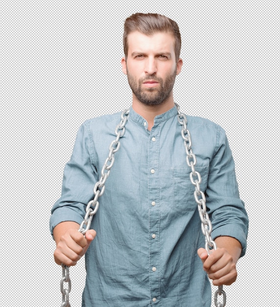 PSD beau jeune homme avec une chaîne