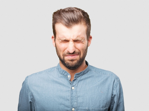 PSD beau jeune homme avec une expression triste