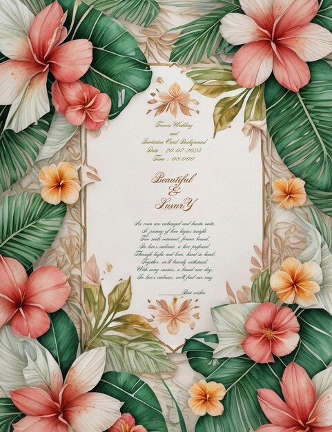 PSD beau mariage de fleurs de luxe et fond de carte d'invitation vip et fichier psd en couches