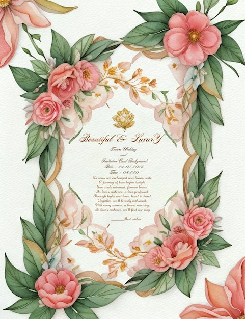 Beau Mariage De Fleurs De Luxe Et Fond De Carte D'invitation Vip Et Fichiers Psd En Couches