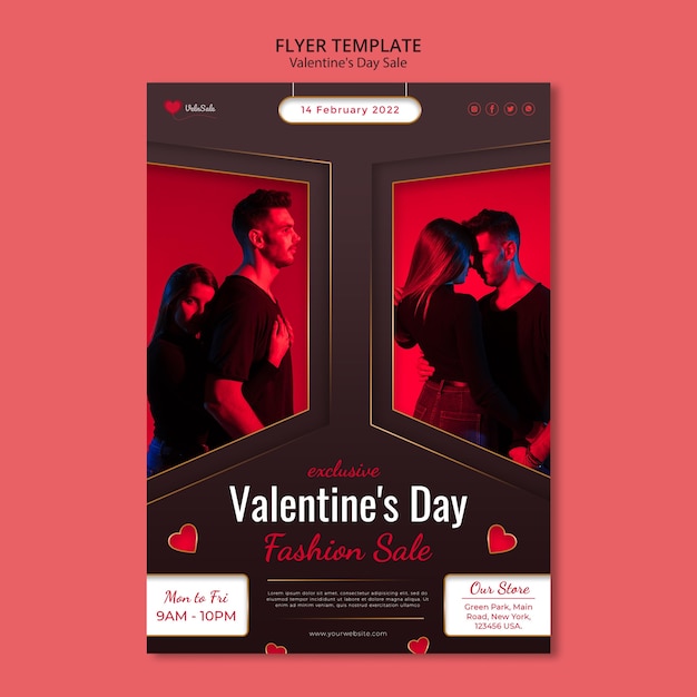 Beau modèle de flyer de la saint-valentin