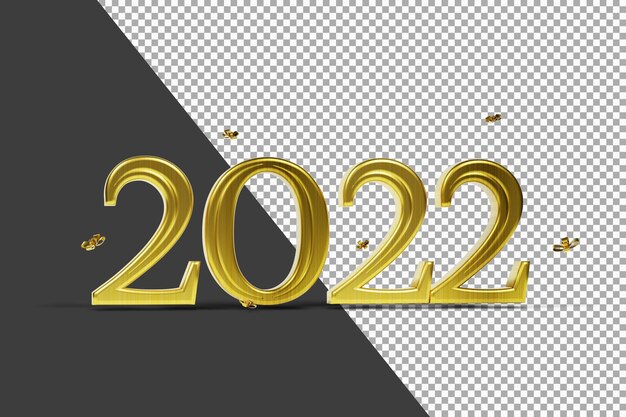 Beau Numéro 2022 Avec Rendu 3d De Couleur Dorée Isolé