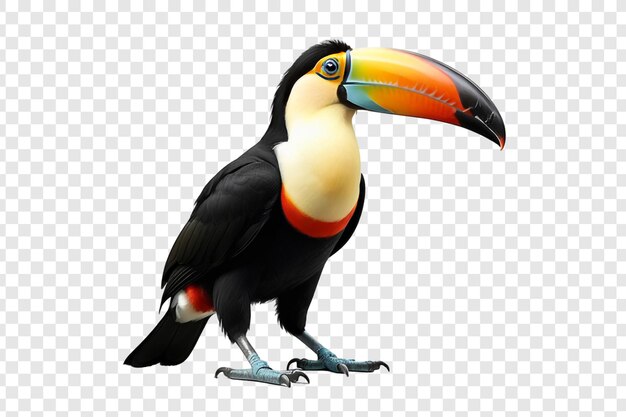 PSD beau oiseau toucan isolé sur un fond transparent