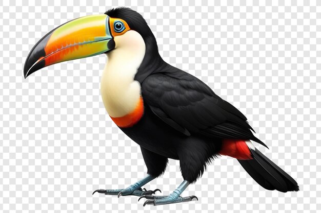 PSD beau oiseau toucan isolé sur un fond transparent