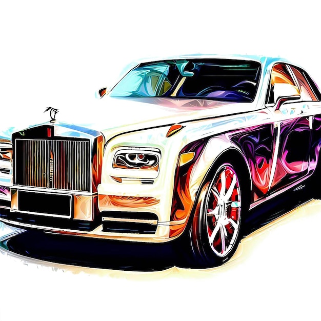 Beau Portrait D'une Limousine De Voiture De Véhicule Rolls Royce Ai Image D'illustration Numérique D'art Vectoriel
