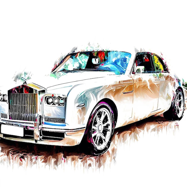PSD beau portrait d'une limousine de voiture de véhicule rolls royce ai image d'illustration numérique d'art vectoriel