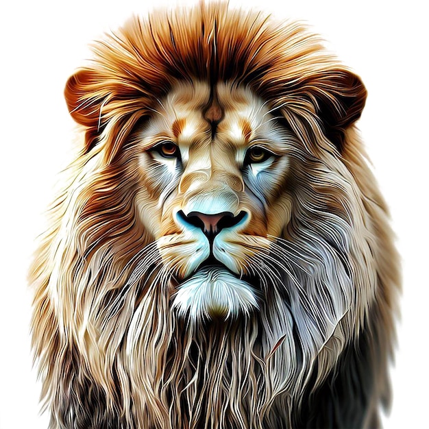 Beau Portrait D'un Lion Avatar Emoji Ai Image D'illustration Numérique D'art Vectoriel