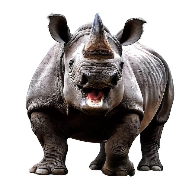 Beau Portrait Riant Rhino Rhinoceros Icon Ai Image D'illustration Numérique D'art Vectoriel