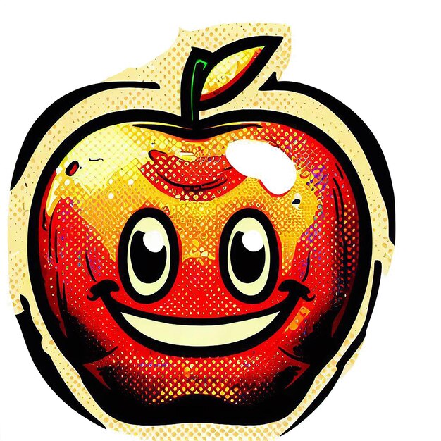 Beau Portrait Rire Apple Icon Ai Image D'illustration Numérique D'art Vectoriel