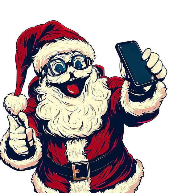 PSD beau portrait de selfie du père noël riant ai image d'illustration numérique d'art vectoriel