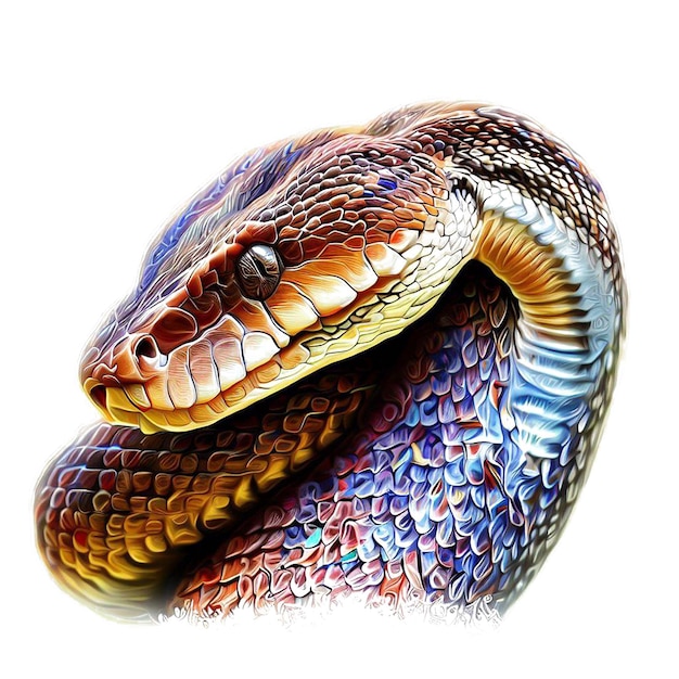 Beau Portrait D'un Serpent Ai Image D'illustration Numérique D'art Vectoriel