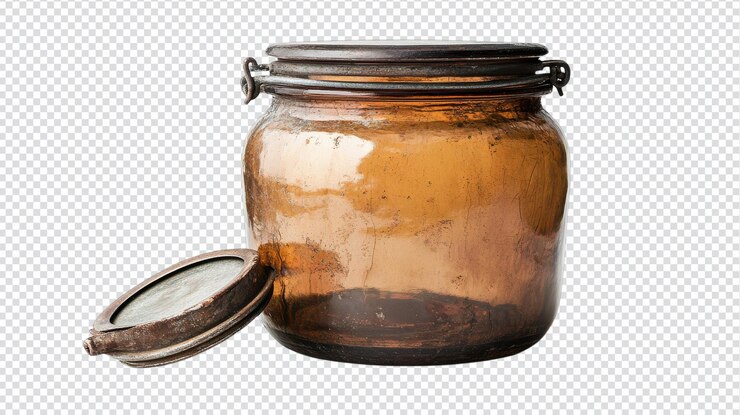 PSD un beau pot en verre vintage avec un couvercle métallique élégant parfait pour la décoration de stockage ou le cadeau dans n'importe quel environnement de maison ou de studio