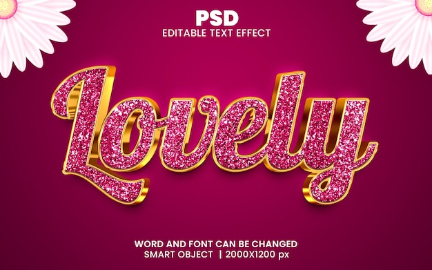 PSD beau style d'effet de texte photoshop modifiable glitter 3d avec un arrière-plan moderne