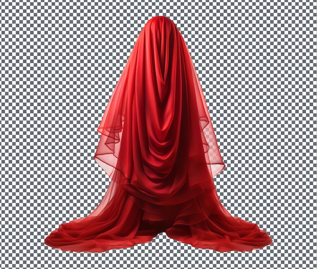 PSD le beau voile rouge de la mariée isolé sur un fond transparent