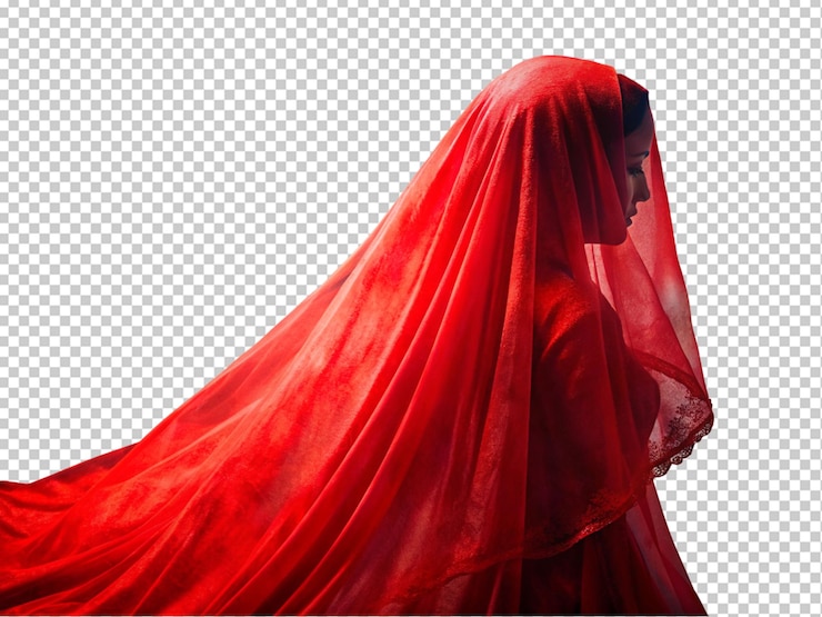 PSD le beau voile rouge de la mariée