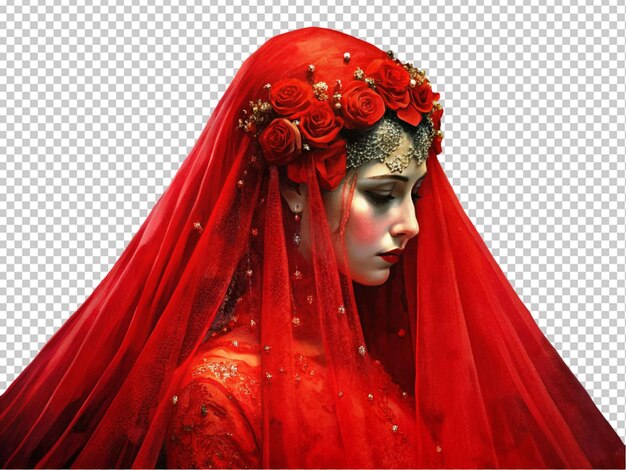 Le Beau Voile Rouge De La Mariée