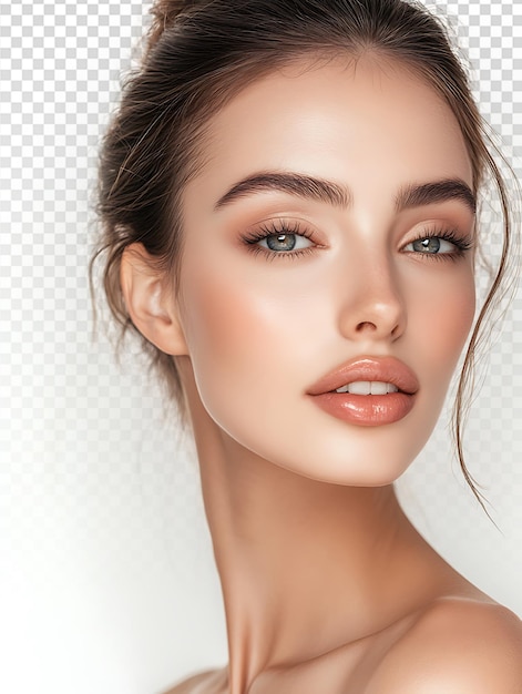 La beauté rayonnante, la peau impeccable dans un portrait de studio