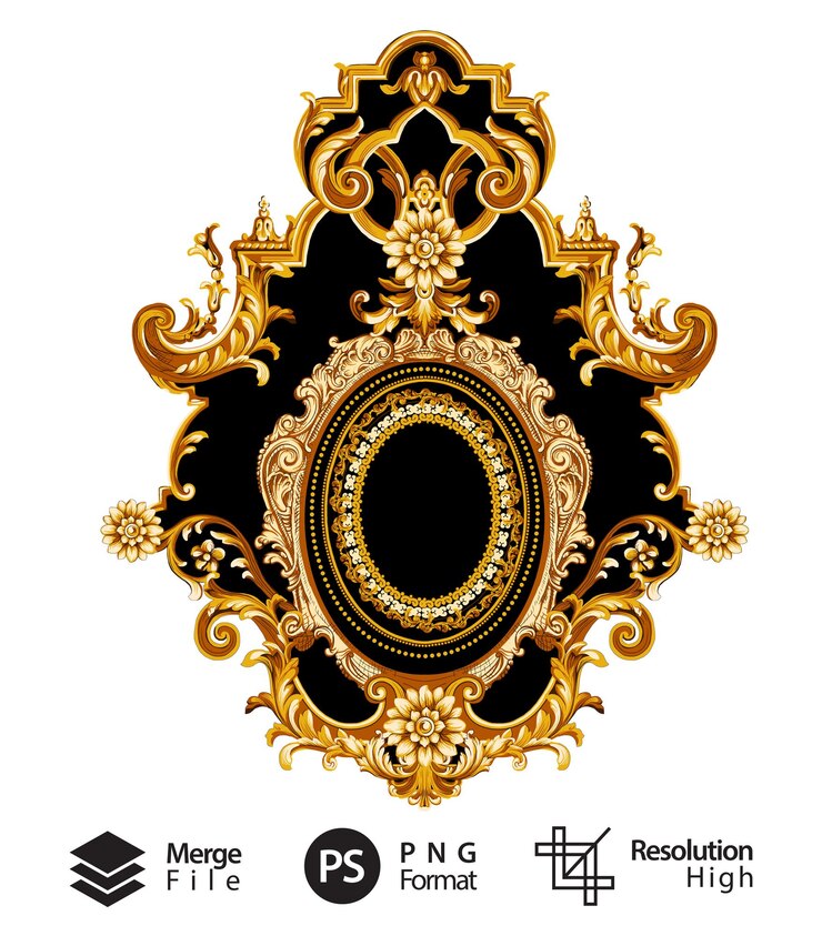 Beautiful Abstract Baroque ornament motif used to Design Textile fabric frame pattern interior an