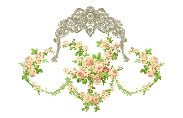 Beautiful Abstract Baroque ornament motif used to Design Textile fabric frame pattern interior
